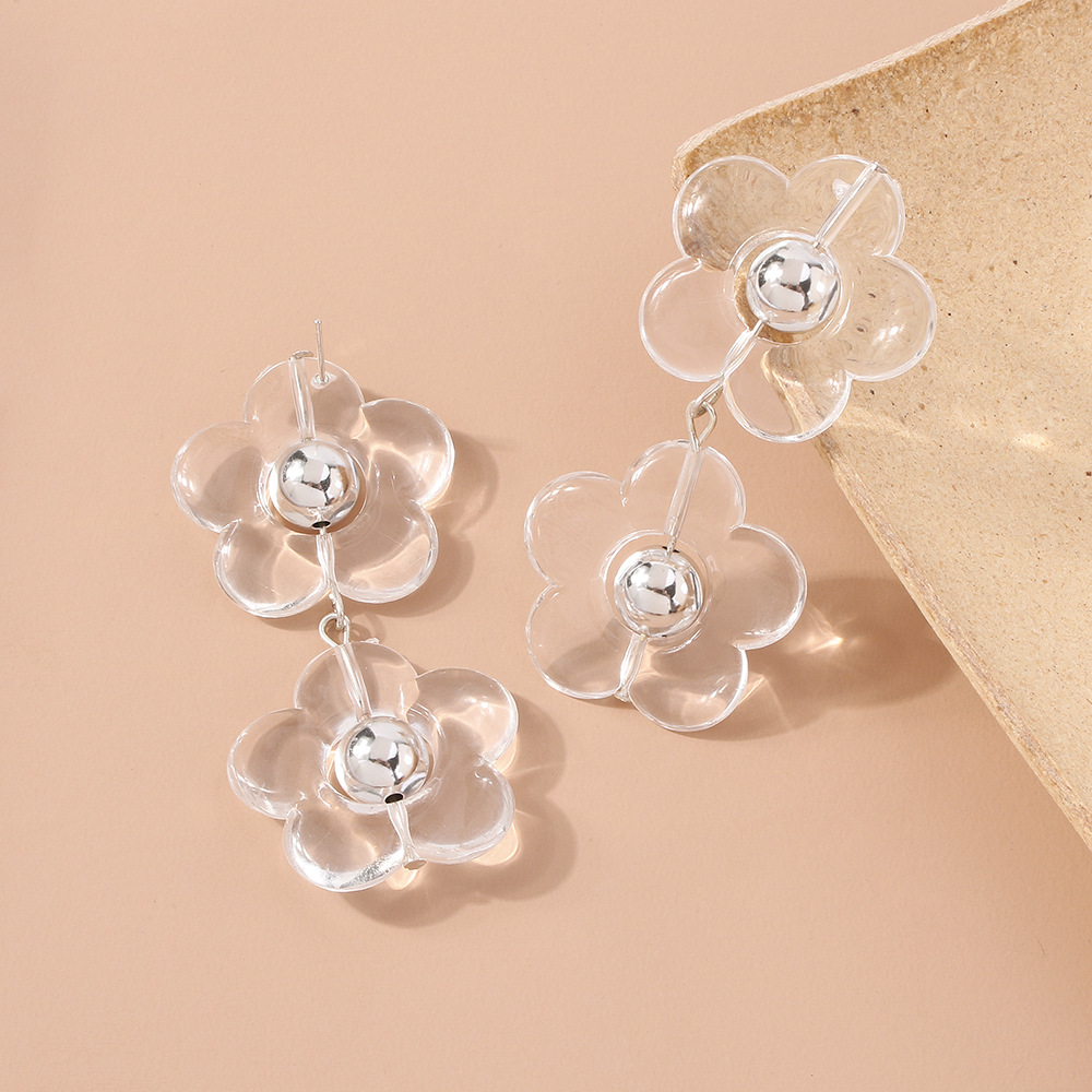 New Transparent Flower Earrings display picture 8