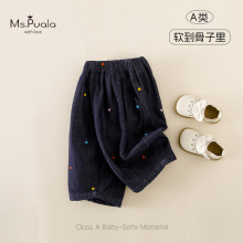 秋冬新款婴幼儿A类秋冬亲肤森系风女宝宝韩版舒适加绒百搭牛仔裤