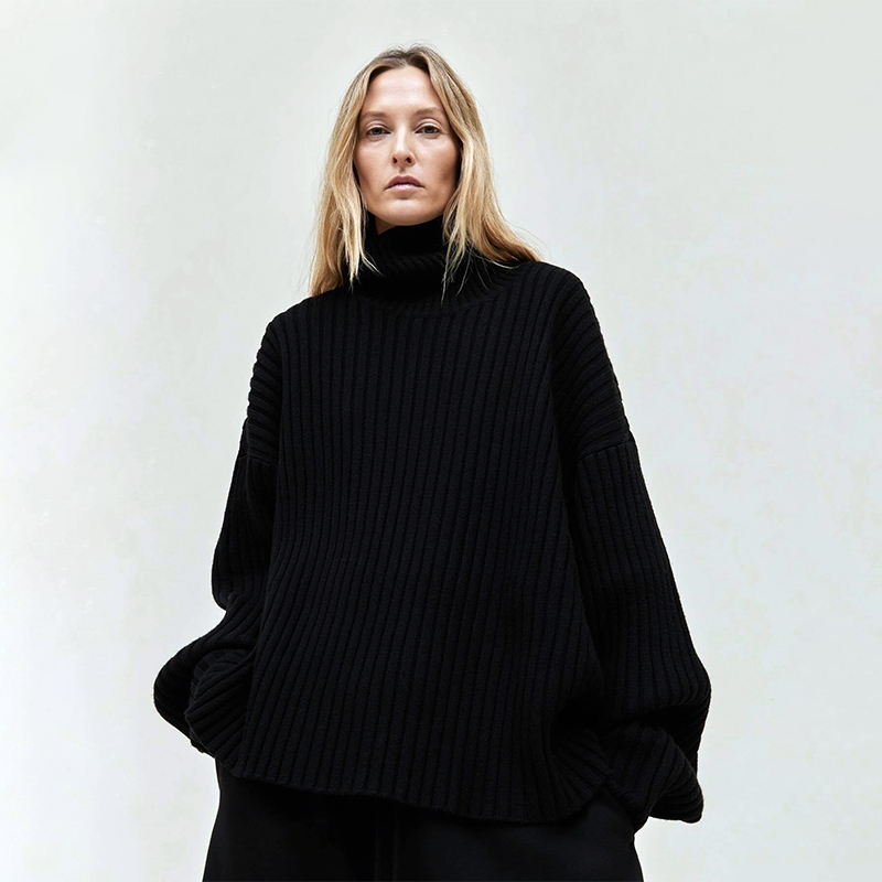 Fog Multi-Line Essentials Hhh High Street Pineapple Pattern Knit Sweater Autumn and Winter Unisex Turtleneck Sweater Trendy