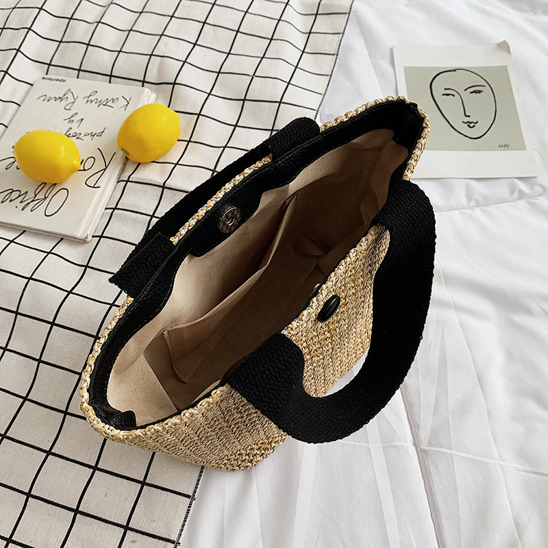 Bolso de paja para mujer 2021 nuevo verano nuevo bolso de playa de vacaciones Bolso tejido de ratán para mujer Bolso retro europeo y americano