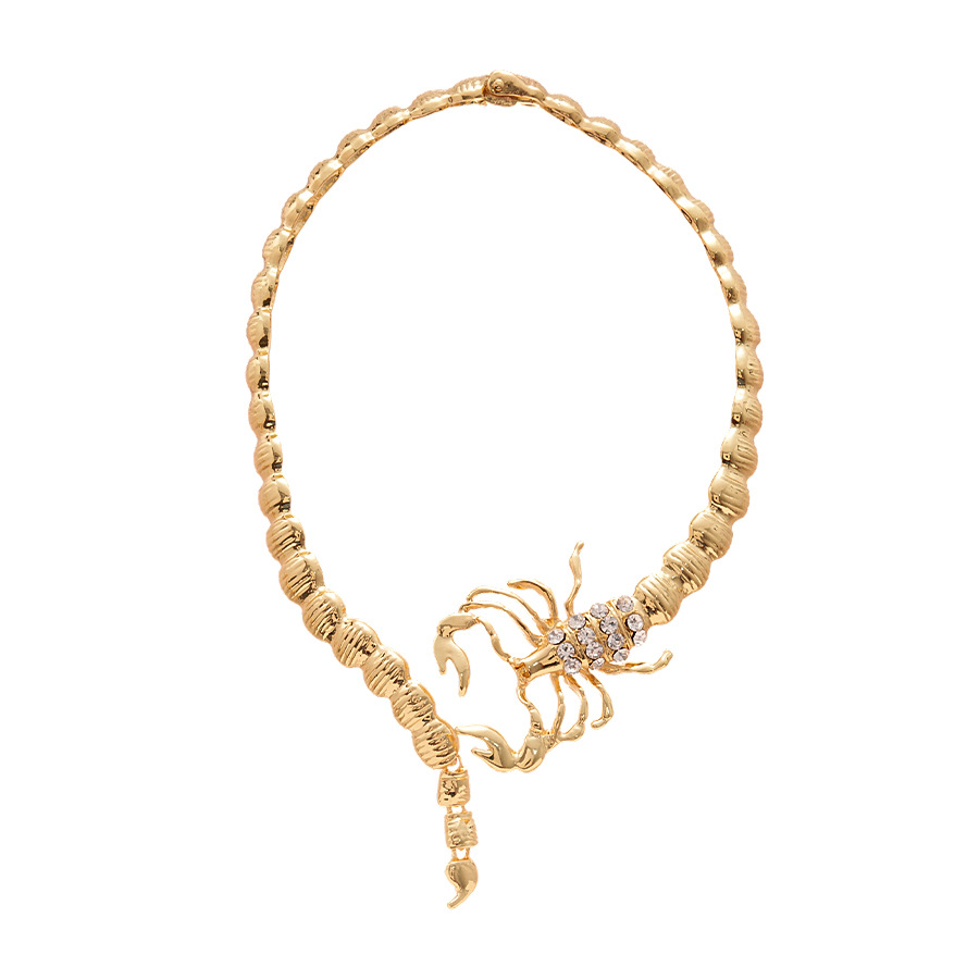 Collar de clavícula de apertura geométrica de escorpión con sentido metálico de diamantes europeos y estadounidenses Personalidad Temperamento de nicho Collar de sentido avanzado Mujer