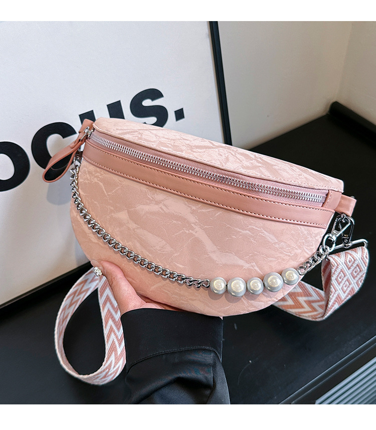 750g Weight Nylon Lining Material Zipper Closure Type Single Shoulder Strap Strap Type Crossbody Bag Bags Type Casual, Holiday Occasion Pu Leather Material Solid Color Pattern All Seasons Season Women's Gender Vintage Style, Streetwear Style Dumpling Shape Shape Medium Size Women's Vintage Style Streetwear Solid Color Pu Leather Waist Bags 33