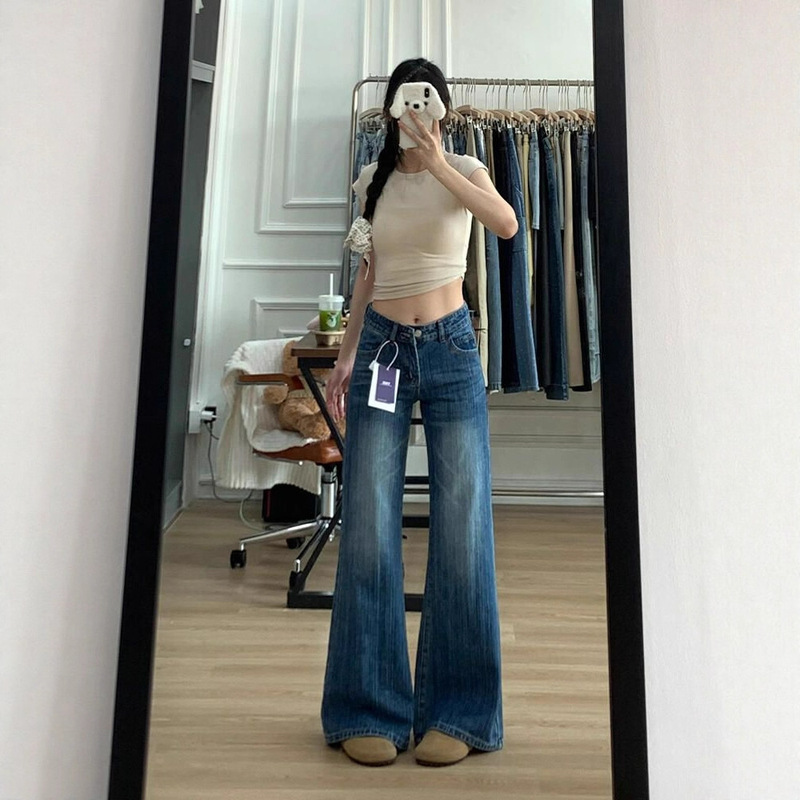 Plus-Size High Street Lazy Style Flared Wide-Leg Jeans for Women 2025 Autumn New Low-Waist Slimming Floor-Length Pants Plus-Size High Street Lazy Style Flared Wide-Leg Jeans for Women 2025 Autumn New Low-Waist Slimming Floor-Length Pants