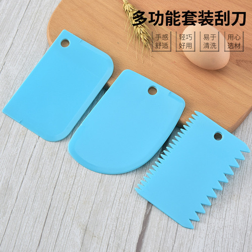 Kitchen Baking Tools Colorful Plastic Spatula Cream Cake Scraper Home Flour Cutting Scraper Set of 3
