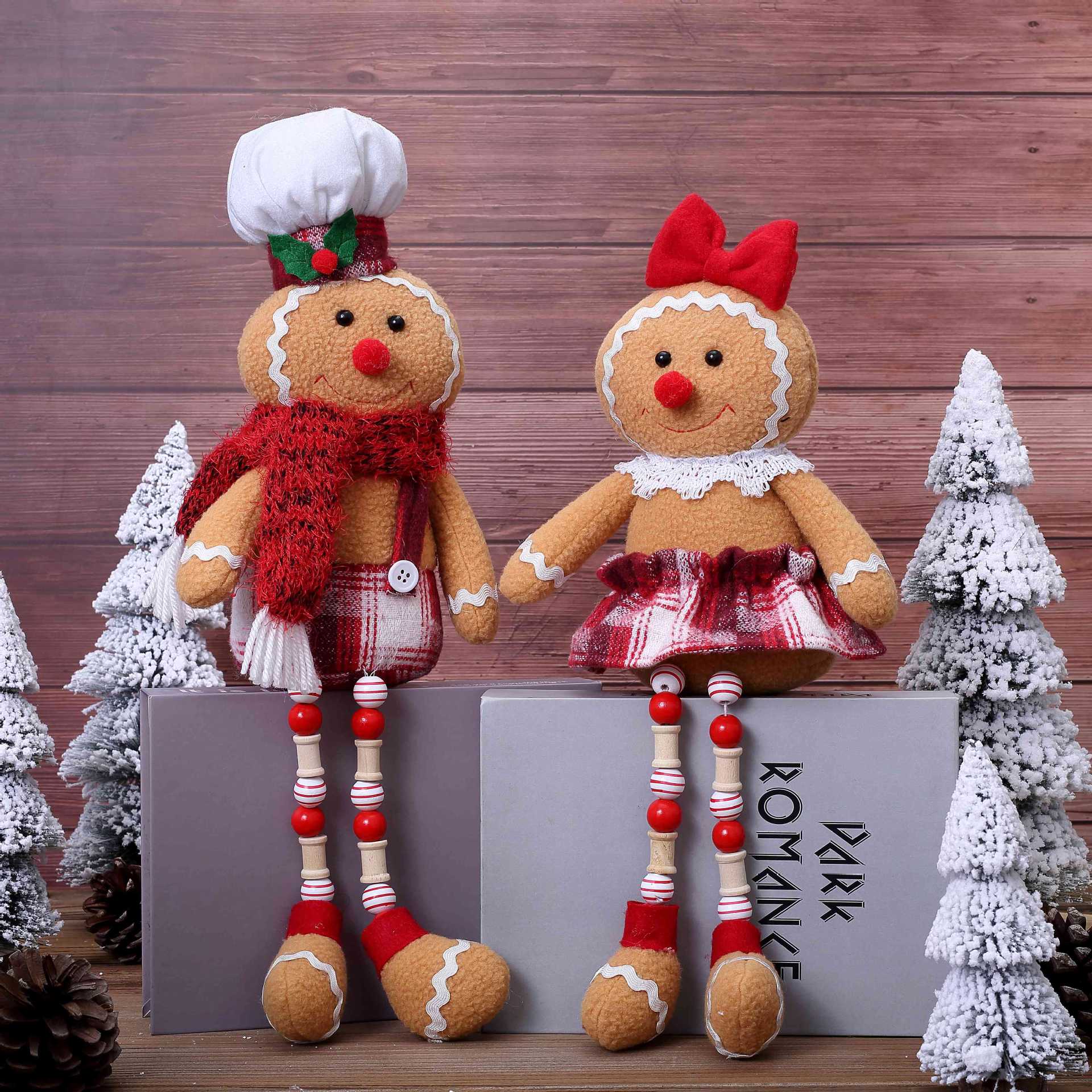 Comercio exterior nueva decoración de Navidad pan de jengibre muñeca muñeca de madera muñeca de madera muñeca de lana muñeca enana europea y americana