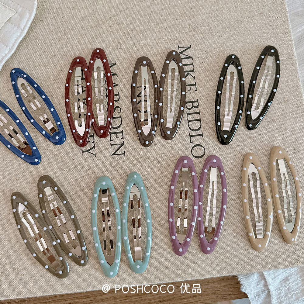 Korean New Style Dot Oval Dot Bb Clip Side Clip Bangs Clip Kidsren's Basic Break Clip Hair Accessories Hair Accessories
