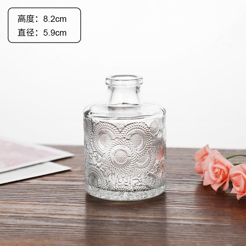 外国貿易卸売ライト高級ハイエンド小さな花瓶セットレトロレリーフフラワーアレンジメント装飾品透明ガラス花瓶|undefined