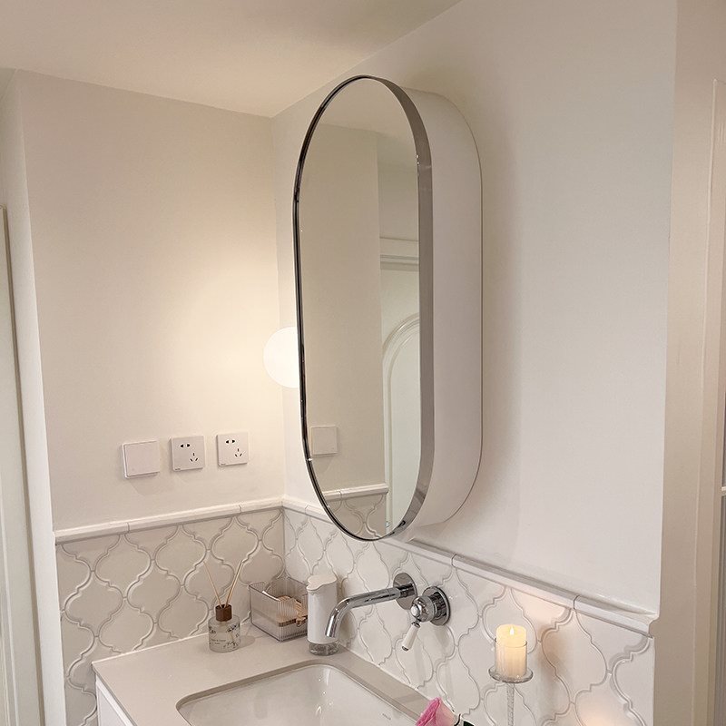 不锈钢浴室镜柜壁挂式镜子欧式轻奢洗手间储物带灯除雾