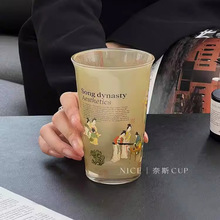 国潮复古宫廷玻璃杯水杯咖啡杯新中式茶杯饮品杯家用杯子伴手礼物