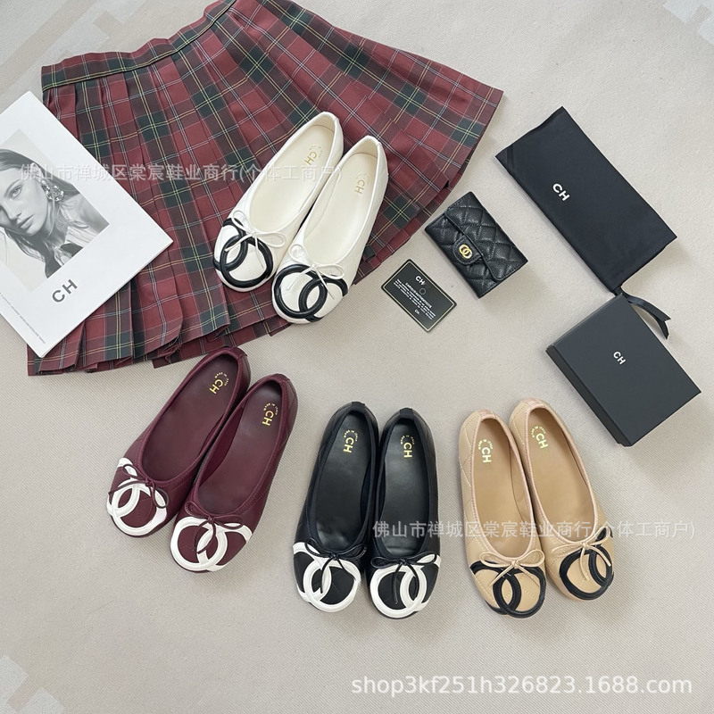 2026 Summer Chanel-Style Double C Single Shoes with Bow, Vintage Kangpeng Ballet Fashion Flat Casual Shoes 2026 Summer Chanel-Style Double C Single Shoes with Bow, Vintage Kangpeng Ballet Fashion Flat Casual Shoes