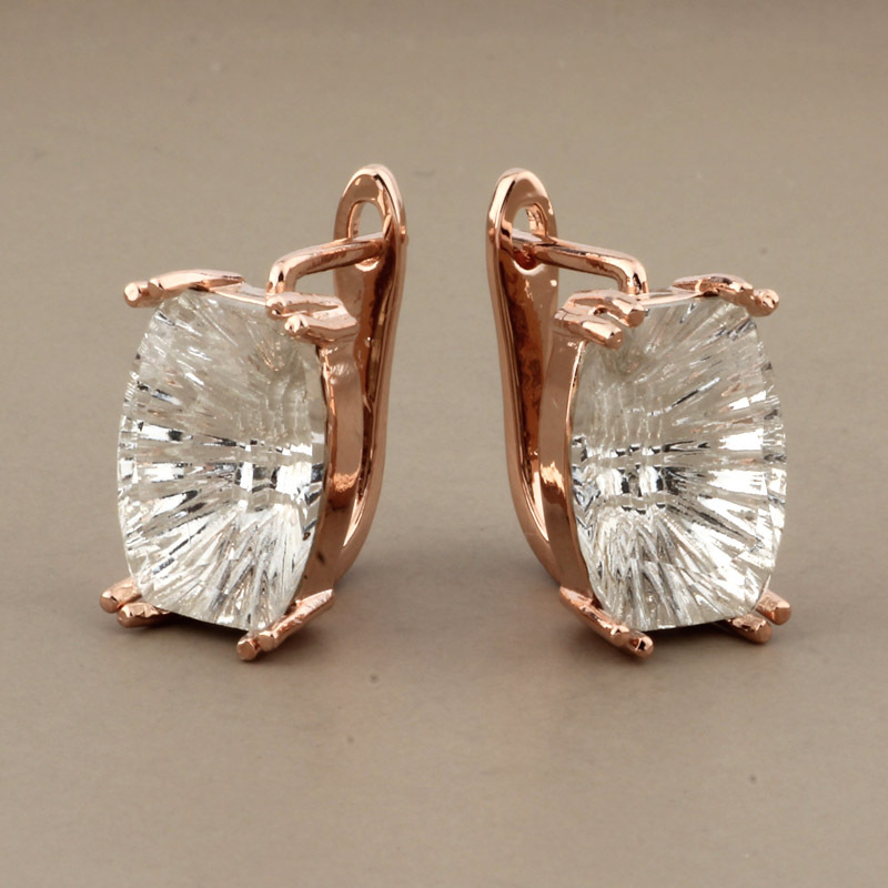 Nueva Venta caliente transfronteriza europea y americana de lujo exquisito cristal brillante color rosa oro oído hebilla pendientes mujer fábrica al por mayor