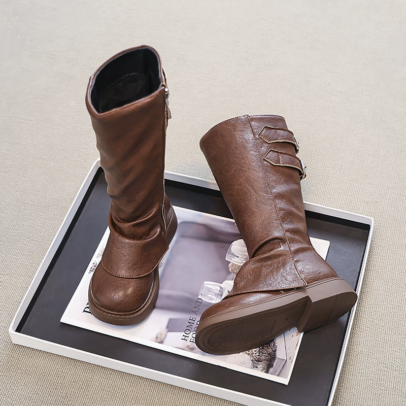 Demi-season ethnic children's school high boots, ethnic style
