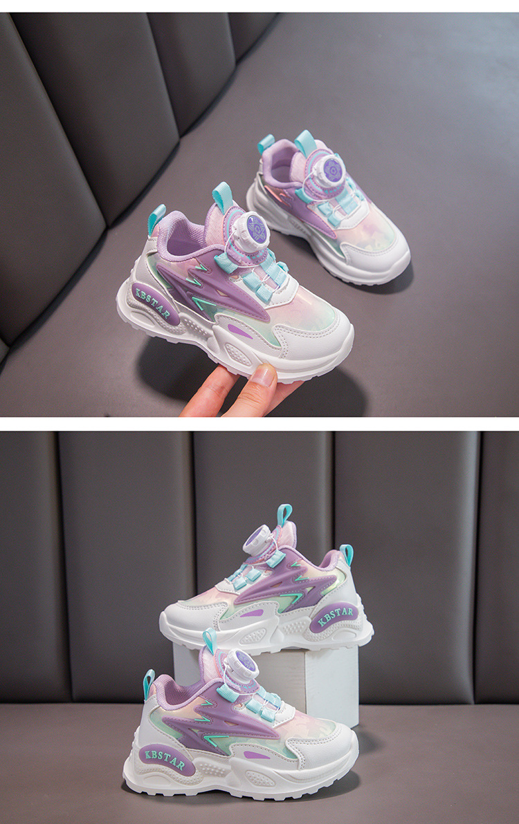 Baskets de course imperméables en cuir pour filles avec bouton_voghion.com