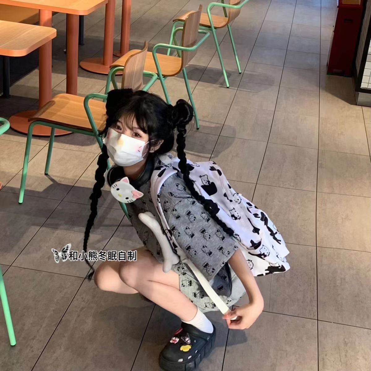 Oso casero KT gato mochila de dibujos animados lindo de gran capacidad japonés femenino Colegio mochila chica mochila impresa