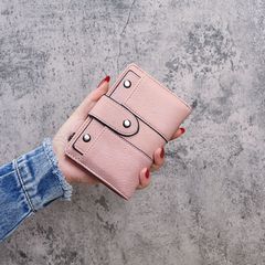 Student fashion sweet wallet women's small wallet Korean version cute folding coin purse short multi-card slot card bag for women