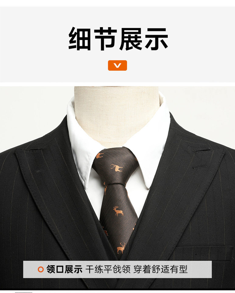 Bộ vest nam ba mảnh ve nhọn cài khuy đôi dáng ôm — Sọc đen quý ông (áo + quần), Sọc đen quý ông (áo + vest + quần) chi tiết 20