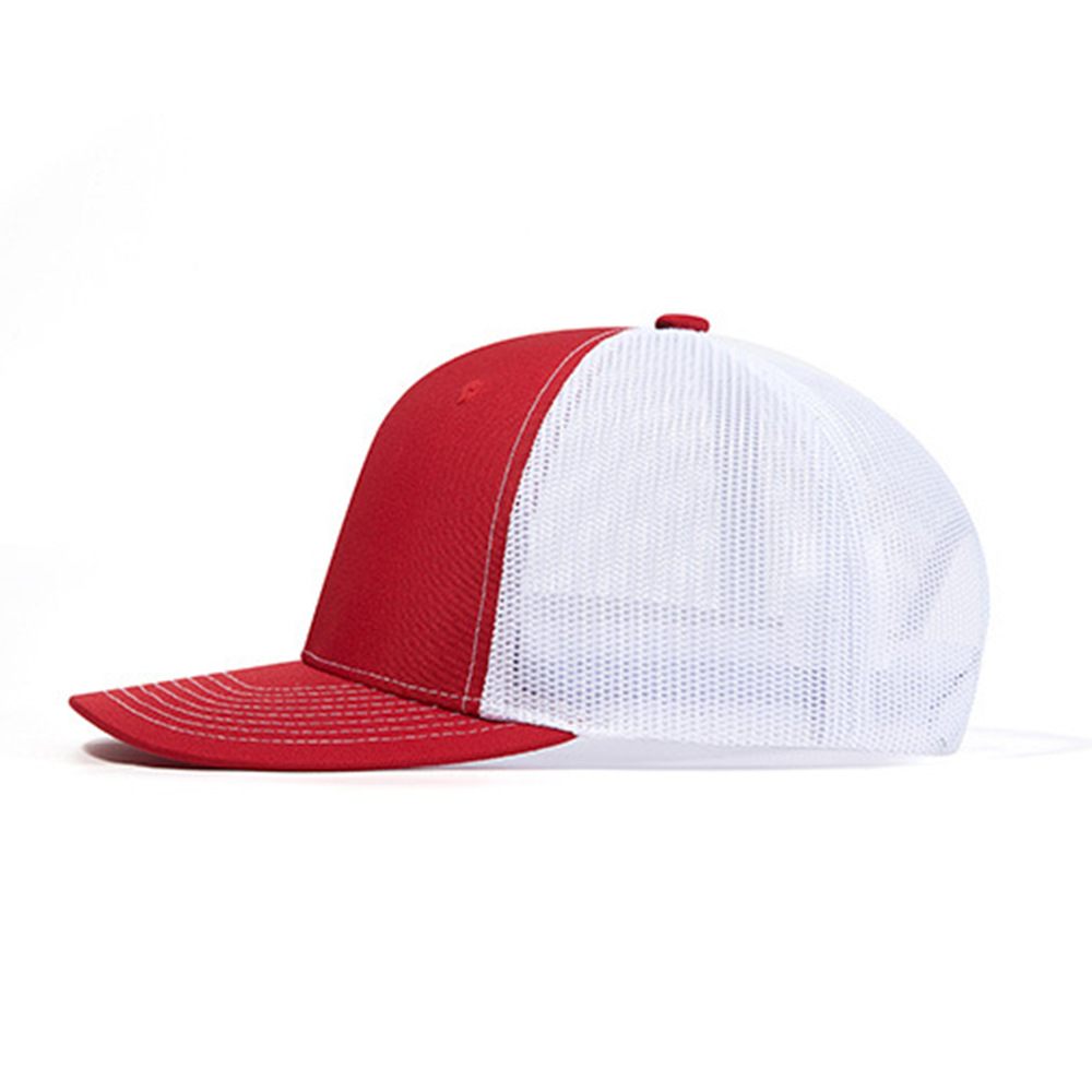 Casquette de baseball rouge et blanche été avec logo en cuir_voghion.com