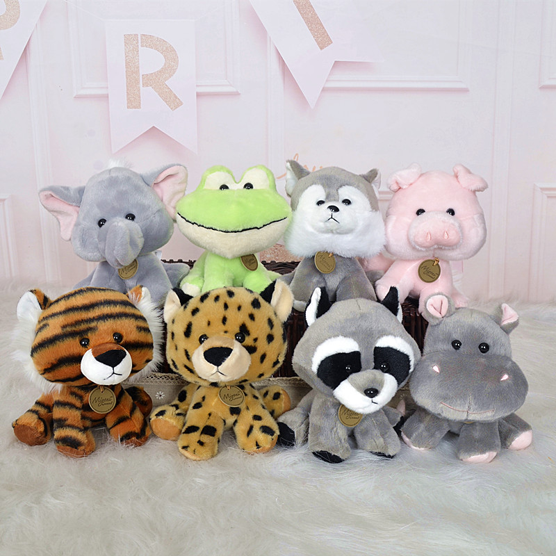 Simulación animal sacudiendo la cabeza muñeca Tigre elefante hipopótamo Husky cerdo coche de juguete felpa muñeca al por mayor