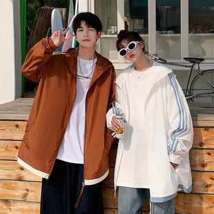 Summer light breathable sunscreen clothing for men and women with ice-sensitive skin-friendly UV-resistant hooded skin clothing for lovers