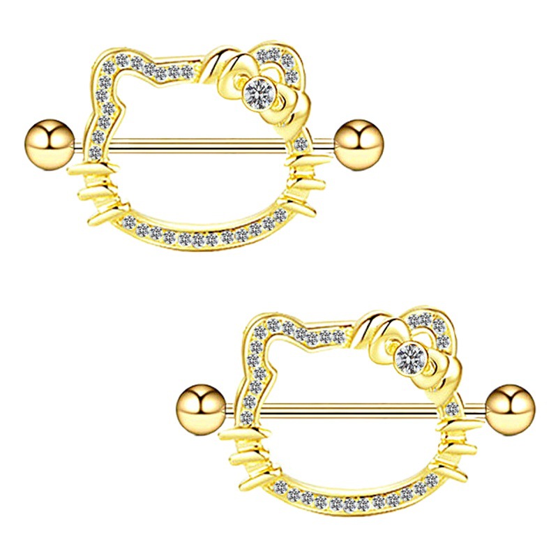 Gaibei europeo y americano transfronterizo gato cabeza pezón anillo pecho decoración pecho uñas gatito pezón uñas cuerpo piercing joyería fabricante en stock