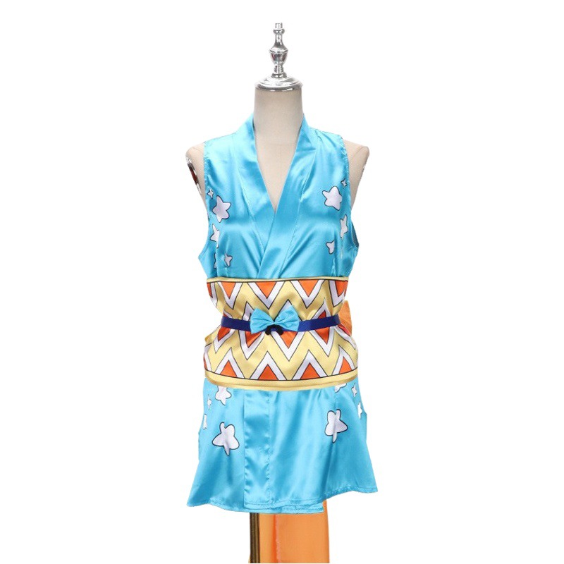 Conjunto de disfraz de cosplay sexy de Nami de una pieza, anime de Halloween cos con peluca, sombrero, muñeca kimono