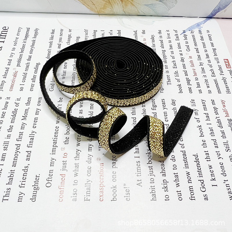 内衣肩带 黑白底金银丝 松紧带 光亮丝银葱带丈根 文胸弹力带