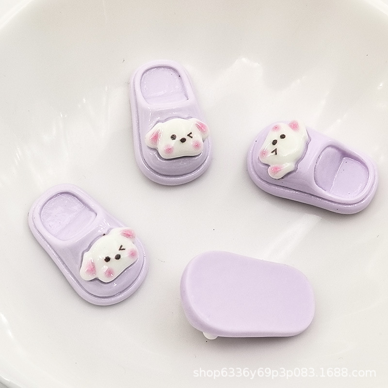 보라색 광택 강아지 슬리퍼