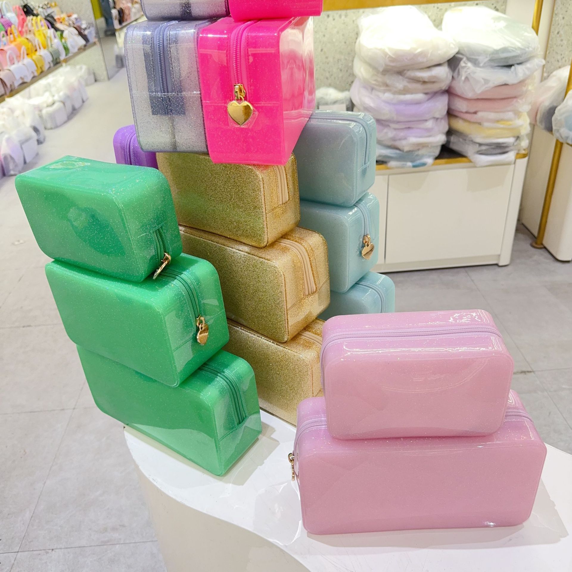 PVC Solid Color Sewing Thread Square Clutches display picture 2