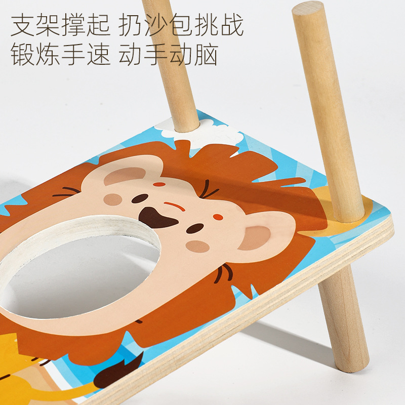 Cartoon de madera transfronteriza arrojar bucles bucles de arrojar bolsas de arena juegos bolsas de arena juguetes interactivos para niños al por mayor