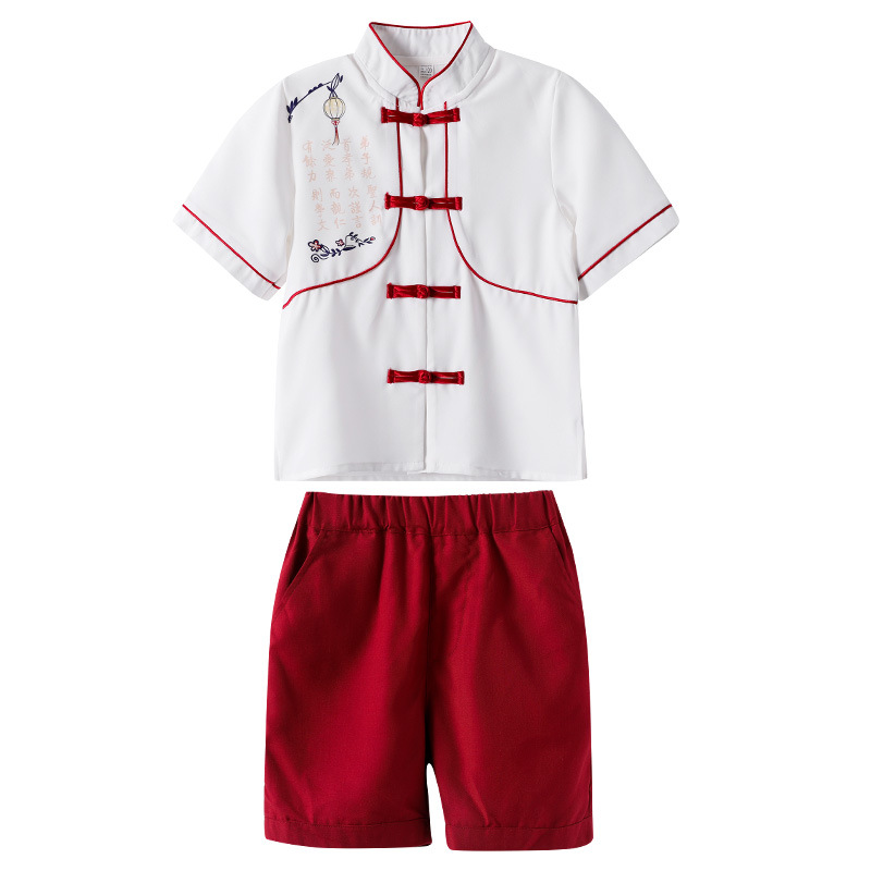 여름 세트 단결 민족 스타일 여름 통기성 경량 더블 브레스트 유치원 정원 의류 공연 의류 교실 유니폼