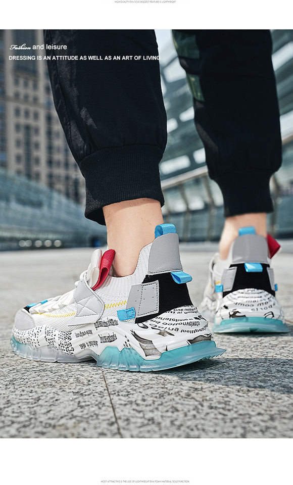 Giày sneaker nam cổ thấp đế dày tăng chiều cao, thân lưới thoáng khí, buộc dây, phong cách thường ngày — Màu be, Màu trắng, Màu đen chi tiết 12