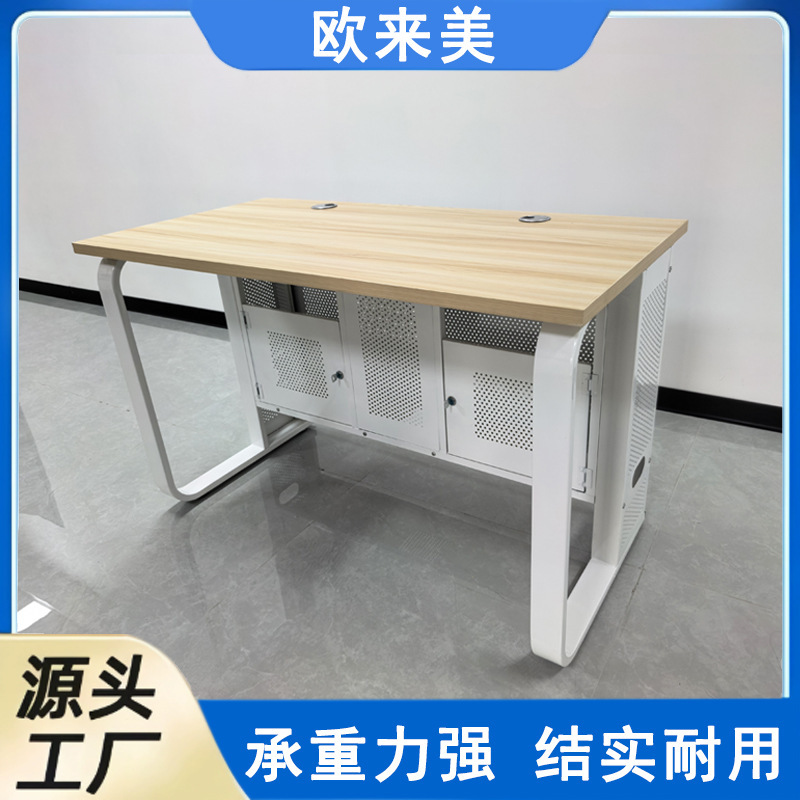 School Computer Room Computer Classroom Desks Single and Double Steel-Wood Computer Desk Combination Set for School Computer Room
