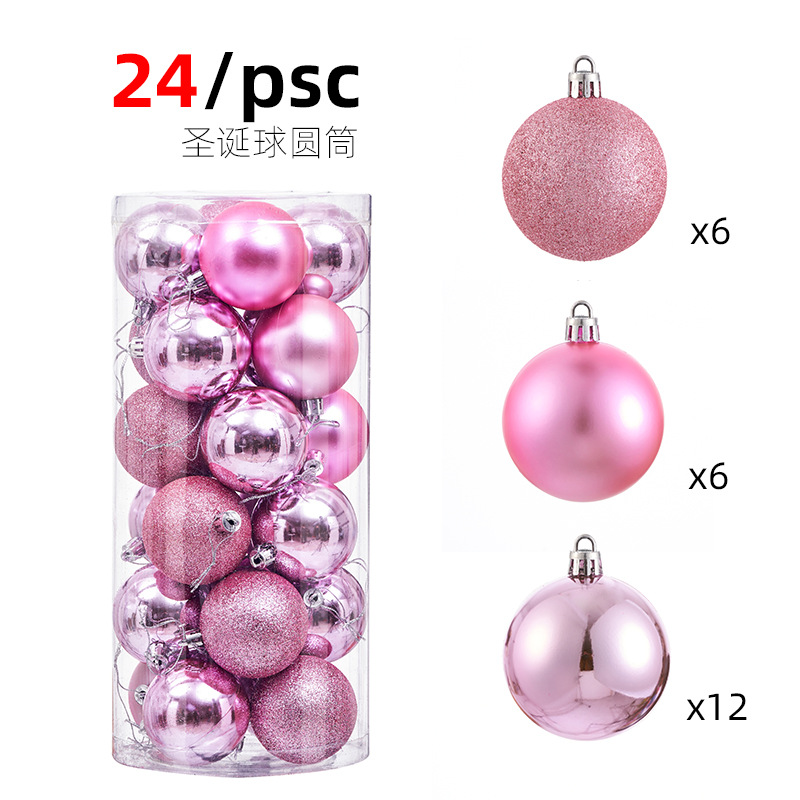Adornos de Navidad 3/4/6/8cm24 juego de bolas de Navidad bolas de colores bolas de plástico galvanizado colgante de árbol de Navidad