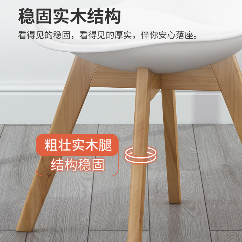 Silla de comedor nórdica hogar respaldo de plástico mesa de comedor y silla de madera maciza Eames silla simple mesa de comedor moderna taburete de comedor