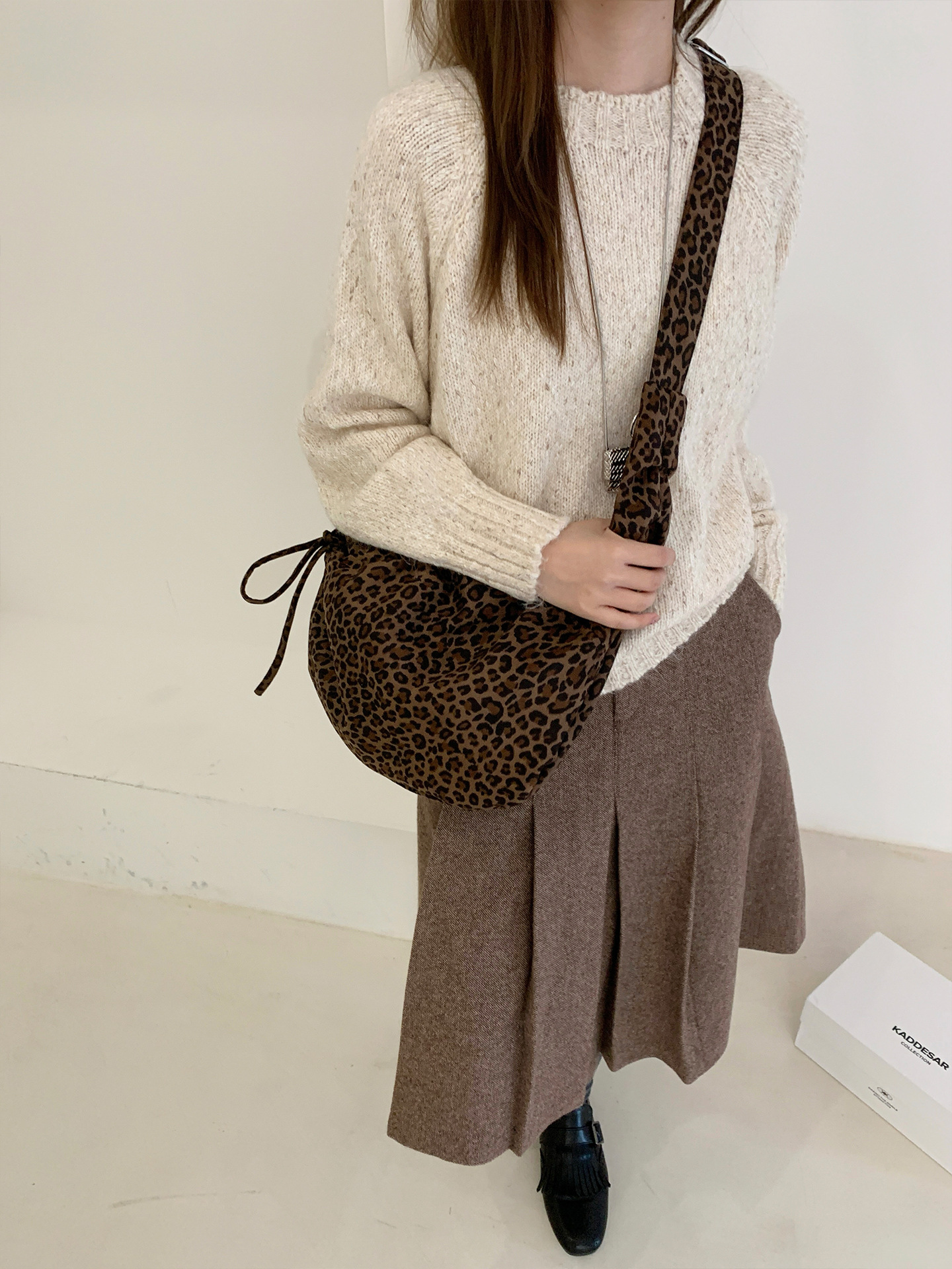 Korean Style Leopard Print Pleated Crossbody Bag For Women - New Autumn/Winter Versatile Hobo Tote Bag, Fashionable Commuter Underarm Bag - Thumbnail 8