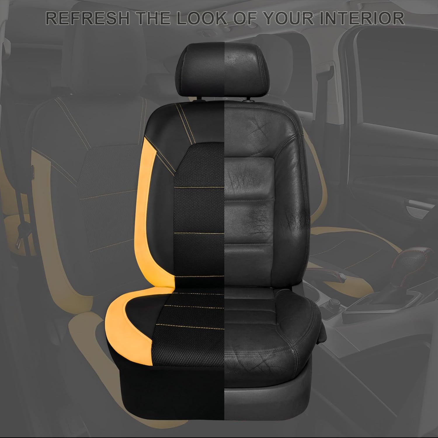 Cross-Border Temu Foreign Trade Car Seat Covers Single-Line Sandwich Leather Pu Leather Artificial Leather Export to Europe and America