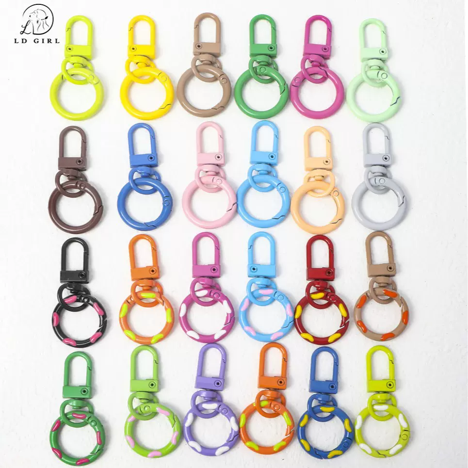 合金糖果色弹簧扣门扣箱包挂件钥匙扣彩色弹簧圆圈diy饰品材料