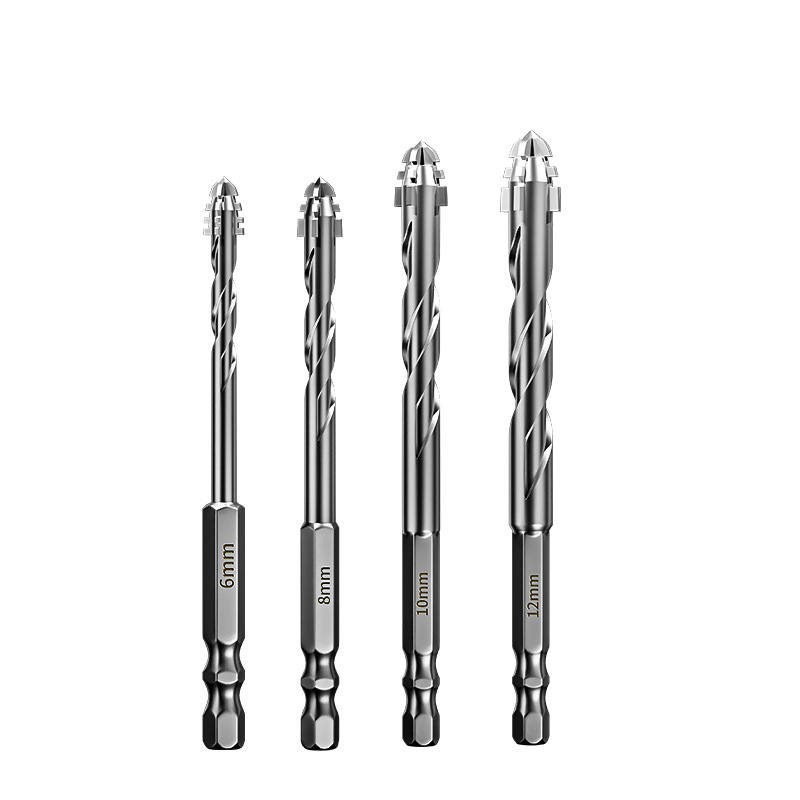 Juego de 6 brocas para carpintería con bordes dentados, alta dureza, multifuncionales, con revestimiento de titanio, vástago redondo, brocas dentadas para taladro eléctrico