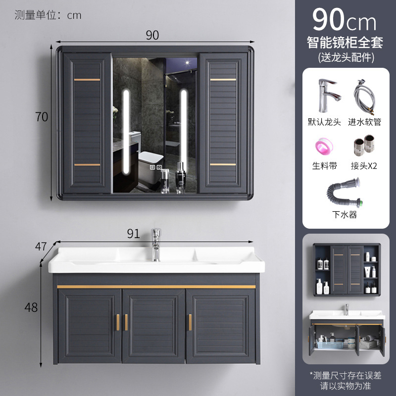 Espacio de baño de aluminio deslizante feng shui espejo gabinete baño montado en la pared inteligente espejo oculto lavabo simple lavabo