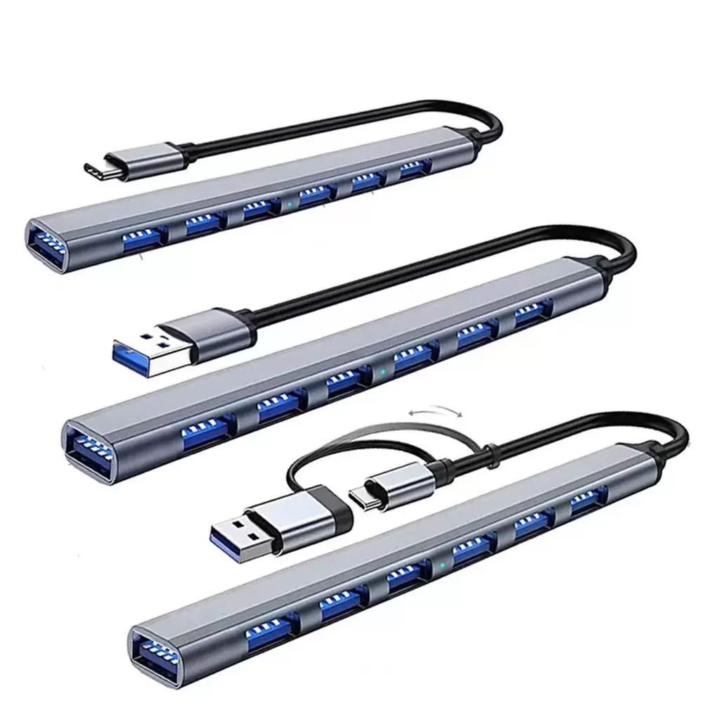 热销 USB扩展器3.0集线器typec扩展坞笔记本电脑7口USBHUB 分线器