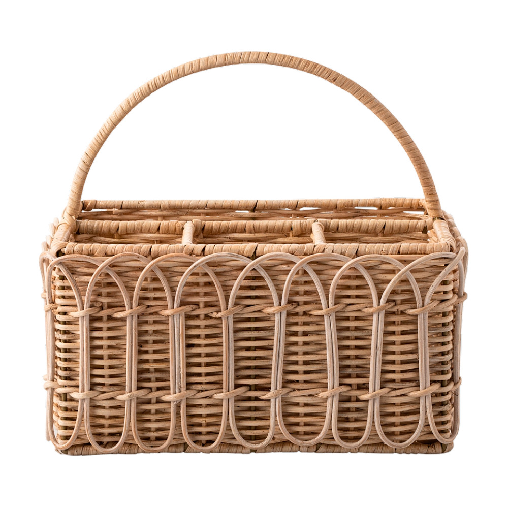 Cesta de almacenamiento separada de tejido de ratán transfronterizo, vajilla de cocina y restaurante, tenedor, cuchara, servilleta, canasta de almacenamiento, canasta de almacenamiento tejida
