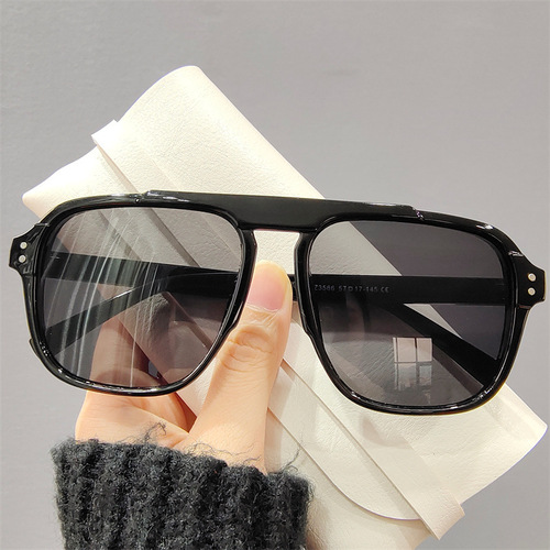 Vintage Ocean Film Round Frame Sunglasses for Women, Trendy Xiaohongshu Style, Unisex Korean Version UV Protection Large Frame Sunglasses