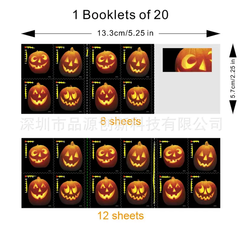 定制USPS万圣节邮票Halloween Jack-O'-Lanterns Forever Stamps