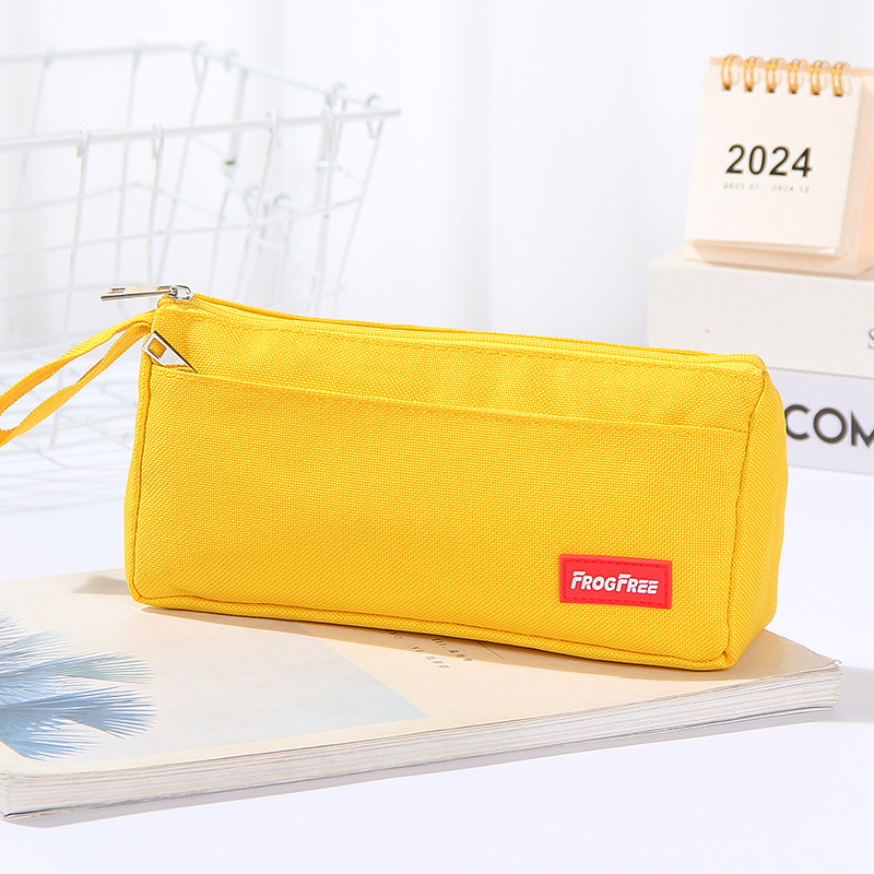 Bolsa de lápiz simple de cinta de color sólido gran capacidad antisucio caja de papelería de doble cremallera bolsas de lápiz de estudiantes de primaria y secundaria fábrica al por mayor