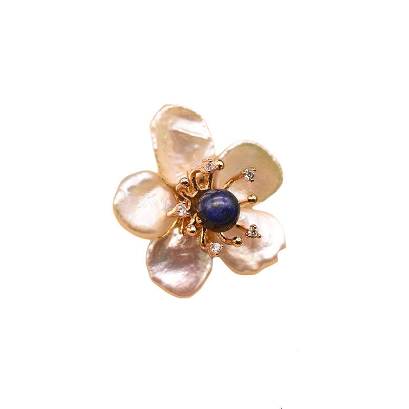 Corsage perla de alto sentido barroco perla flor broche temperamento versátil alta calidad PIN al por mayor natural