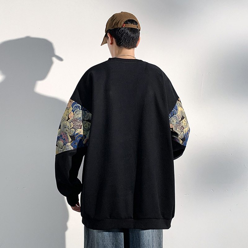 320 g schweres Herren-Sweatshirt mit Rundhalsausschnitt, trendige Marke für Frühling und Herbst, Oberteil mit Bärenstickerei, modisch und vielseitig_voghion.com