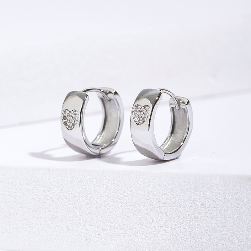 13g Weight Copper Ear Needle Material Zircon Inlay Material Earrings Classification 1 Pair Quantity Daily Occasion Copper Material Heart Shape Pattern Women's Gender Polished Finish Plating Design Lady Style 1 Pair Lady Heart Shape Plating Copper Zircon Earrings 5