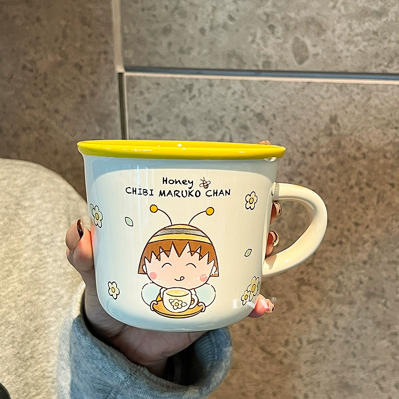 Кружка Chibi Maruko-chan, симпатичная кружка для девочек для домашнего завтрака, офисный милый подарок, керамическая кружка