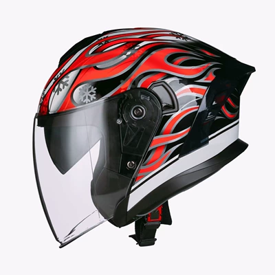 Jiarui Dot Certified Motorcycle Helmets for Men and Women, Full-Face Motorcycle Winter Helmets, Cycling Electric Motorcycle Trend (Motosiklet kaskı (dəbilqə)) - flame-flower-s