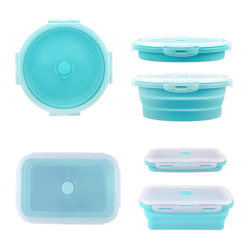 Outdoor silicone folding lunch box, microwave lunch box, fresh-keeping lunch box, plastic lunch box, refrigerator storage box set